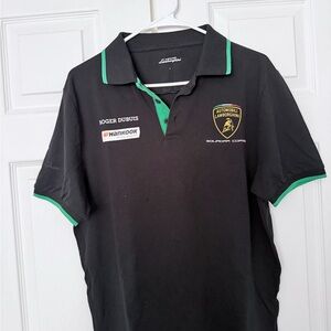 Lamborghini Polo Shirt in Black with Green Trim